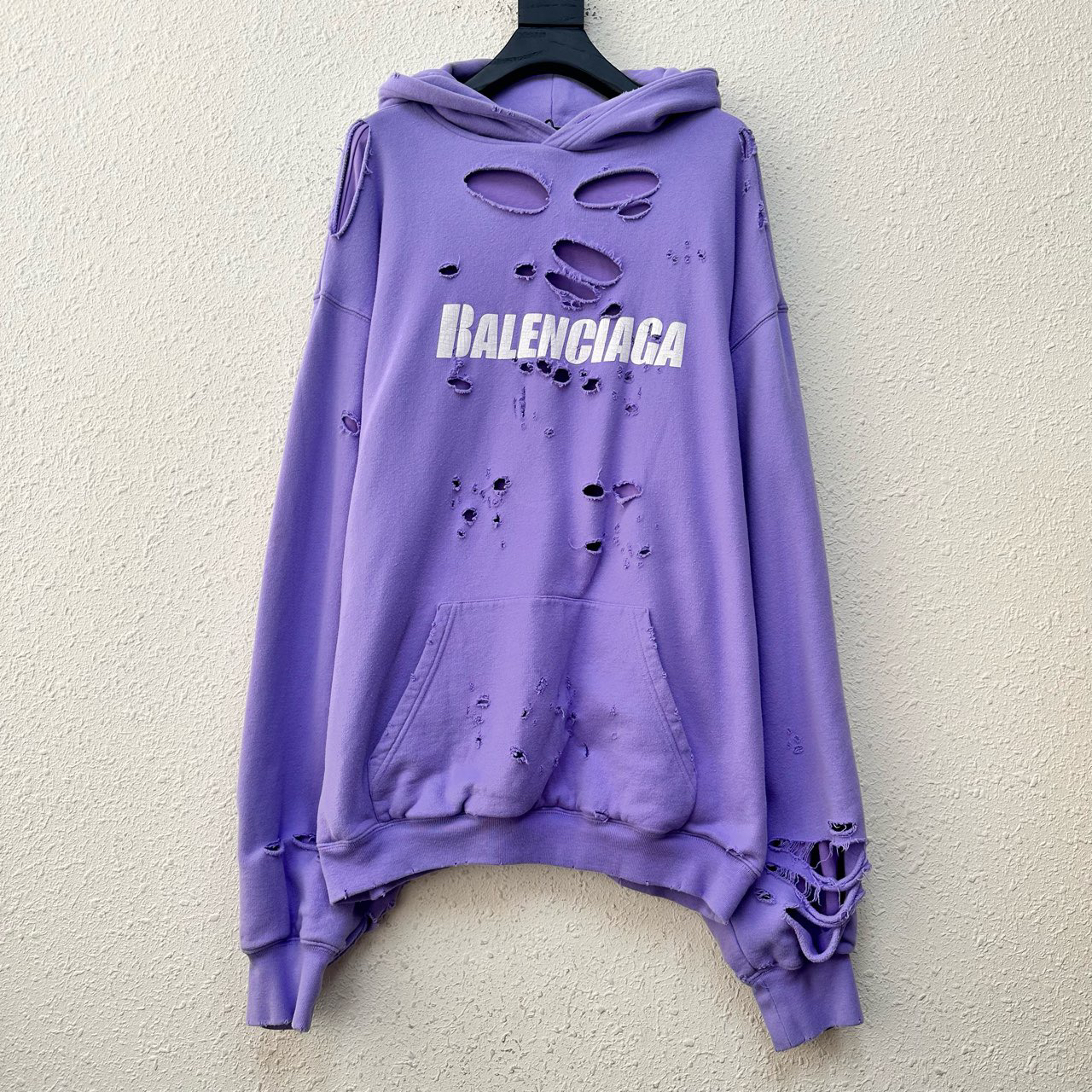 99新 Balenciaga/巴黎世家 破洞破坏Logo帽衫 尺码/XS DY9248