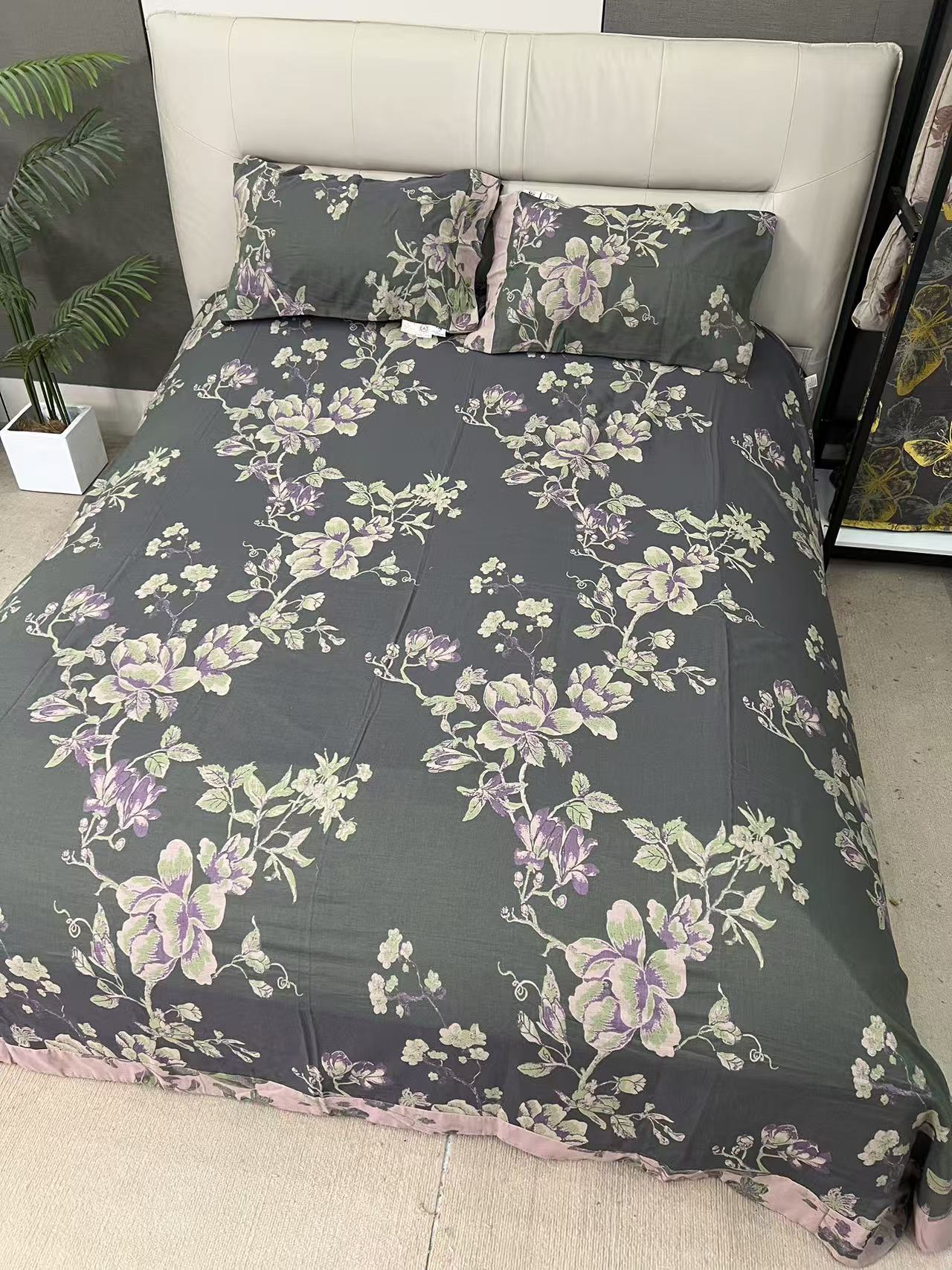 【栀语套件】高端纯棉双层纱A类床单2.45*2.45M枕套48*74