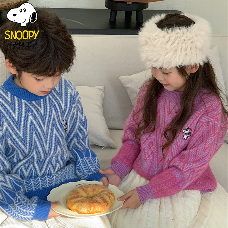 Snoopy/史努比男女童毛衣儿童秋冬款宝宝小女孩加厚洋气针织衫潮
