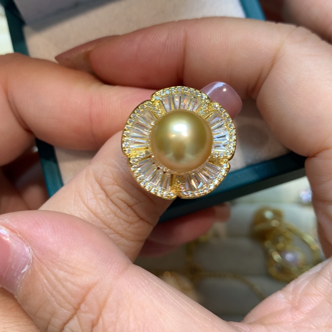 海水珍珠戒指银S925镶嵌