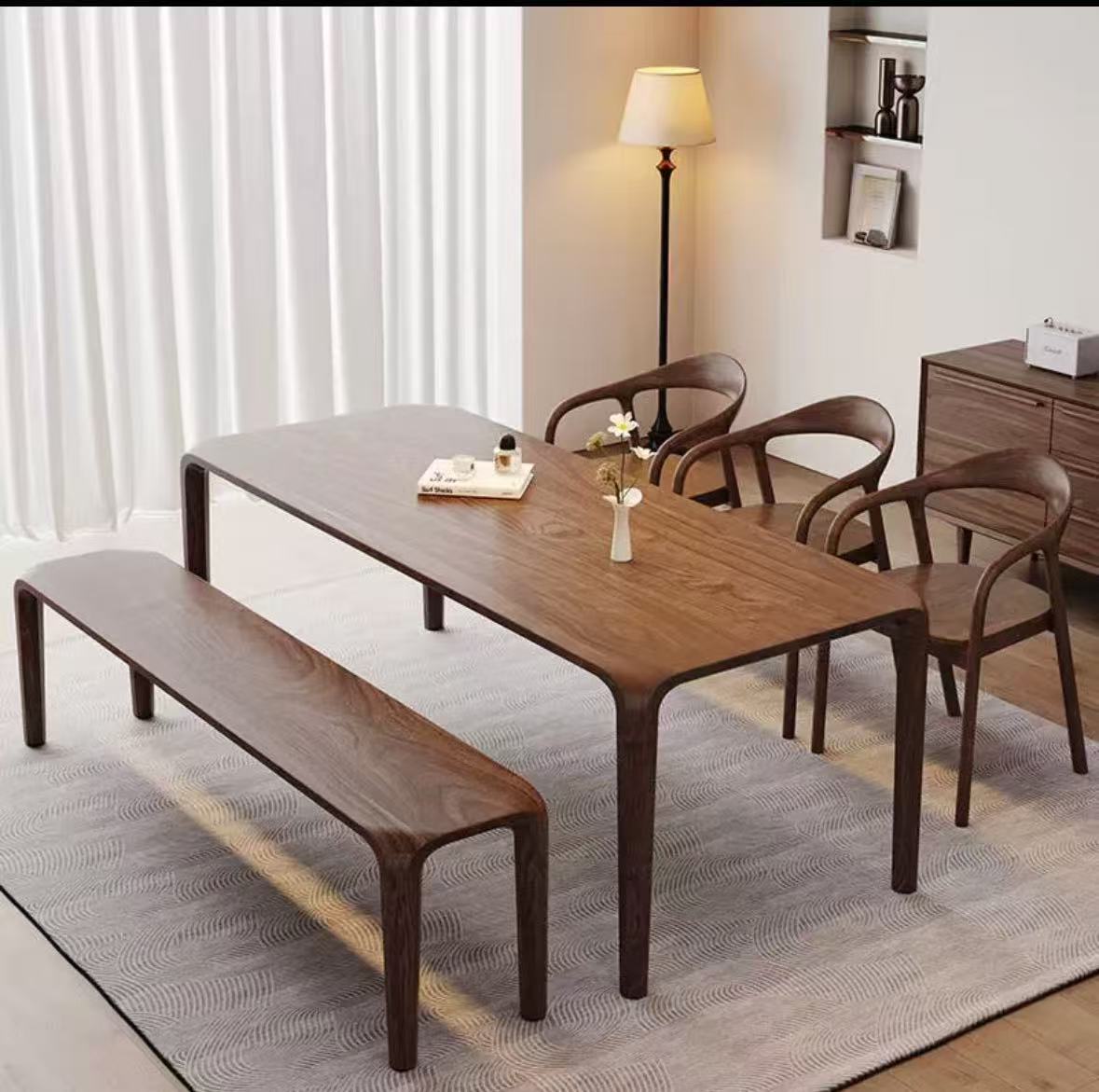 北美黑胡桃餐桌茶桌桌椅套餐新中式客厅简约北欧欧式