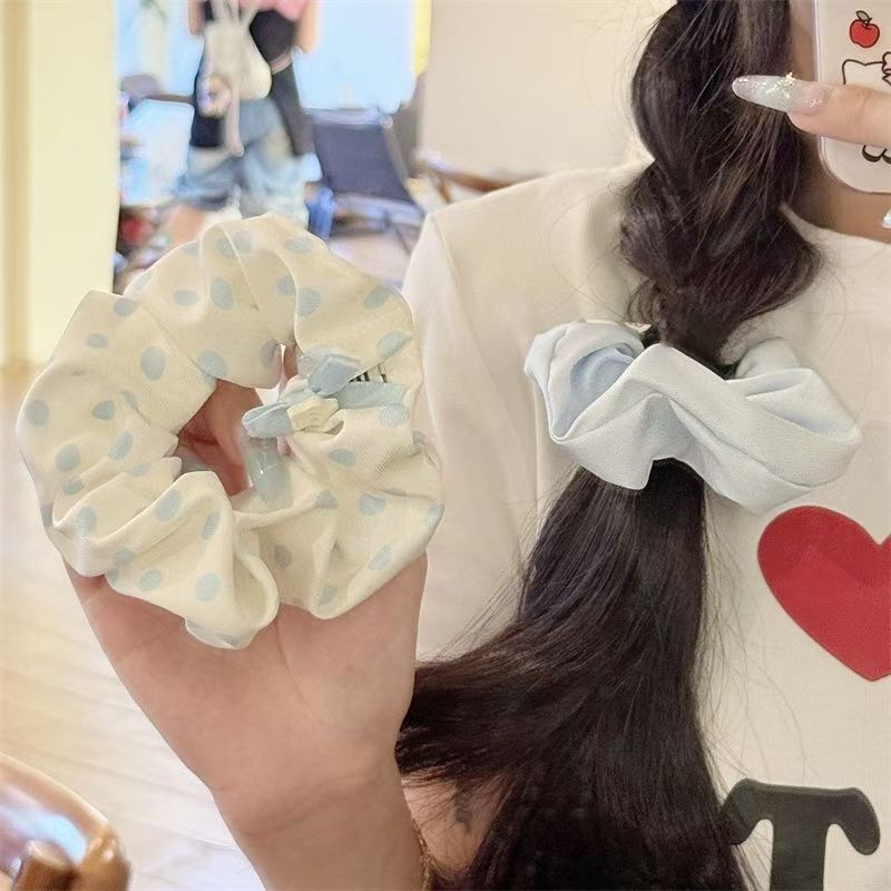 甜美波点大肠发圈女2025新款慵懒风扎发低马尾发饰高级感简约头绳