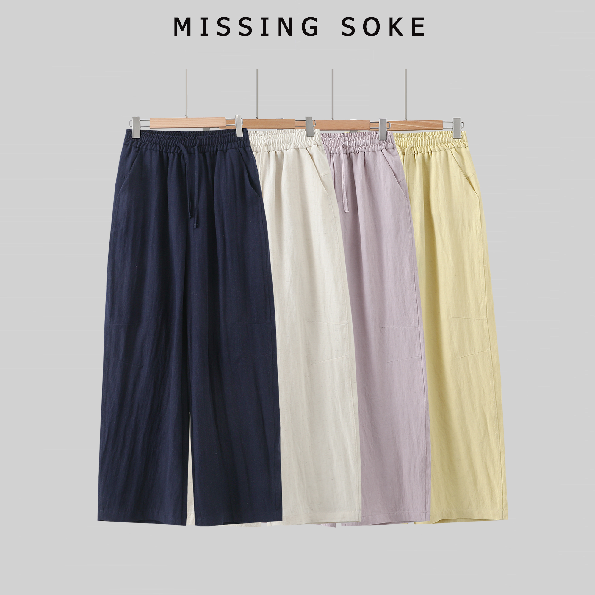 亚麻直筒裤-6127