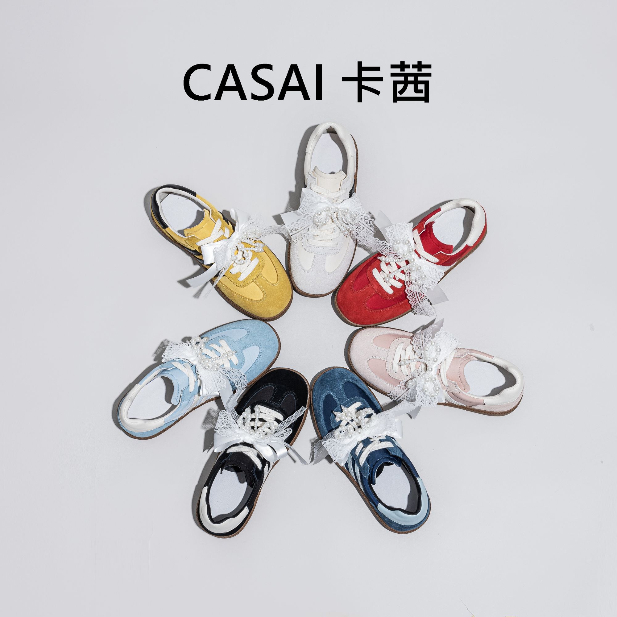 卡茜/德迅芭蕾女鞋2025春季新款舒适运动德迅鞋真皮蝴蝶结软底