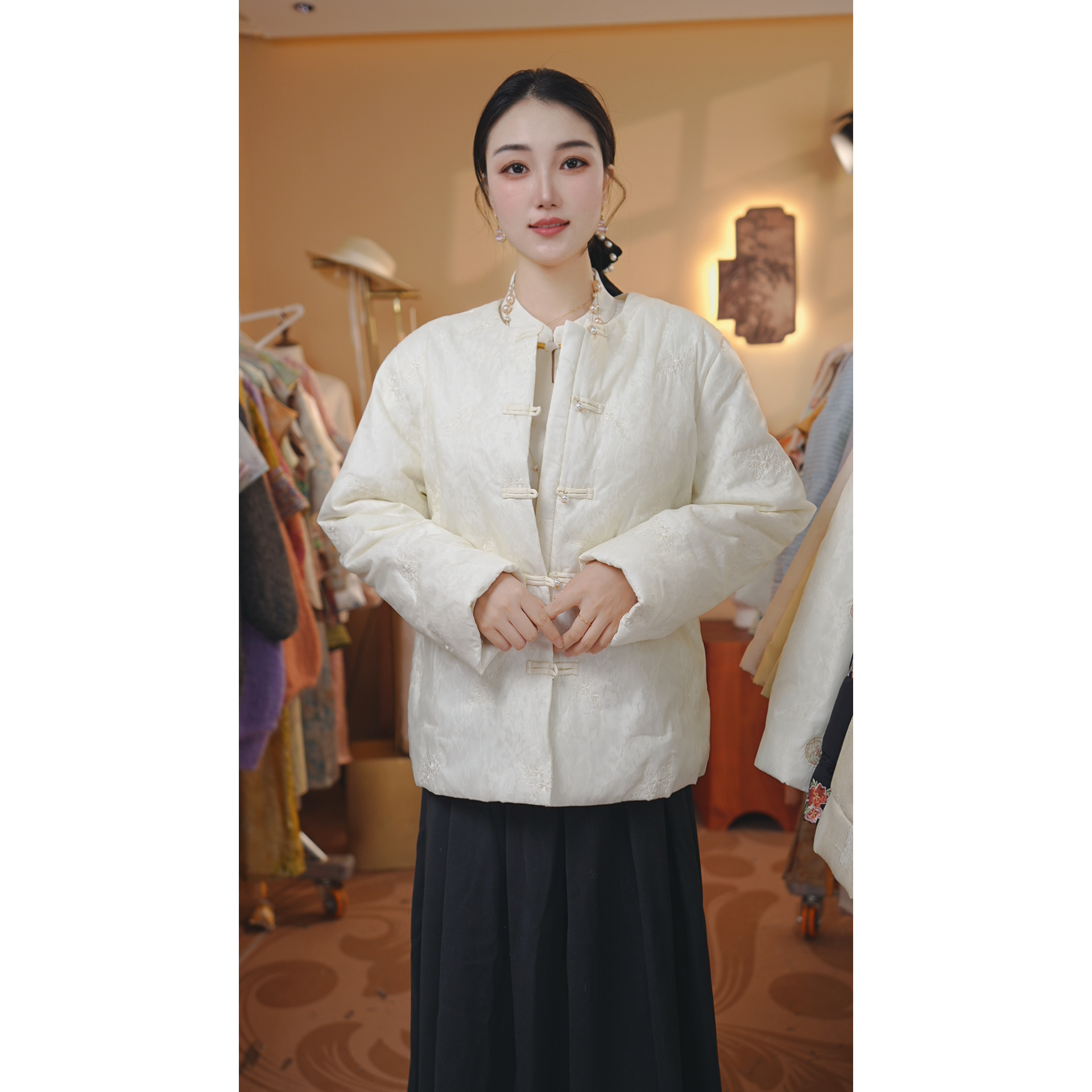 【月白】冬季国风新中式冬款棉服上衣女