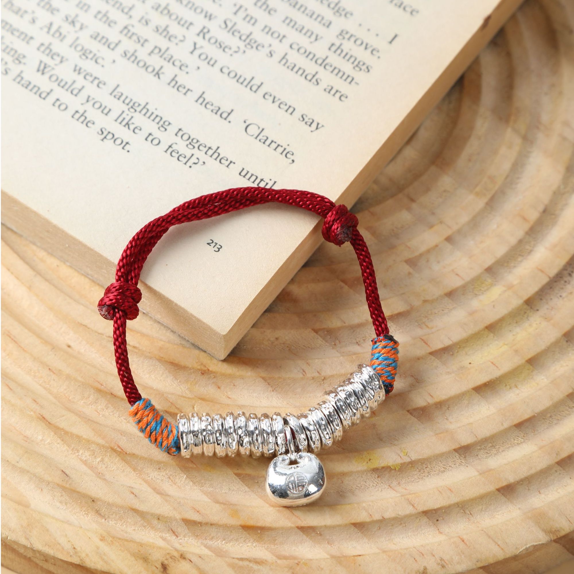 足银手链 【8克】红绳胖福编织百搭情侣复古手编时尚民族风女款0330