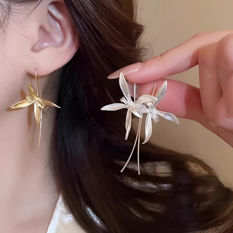 铜合金耳饰 复古鸢尾花耳环高级感轻奢耳钩古风小众独特气质耳饰