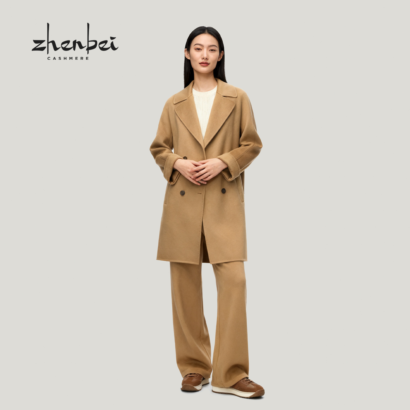 ZB/珍贝2025秋冬新品高级感精纺气质贵气羊绒女大衣/99423