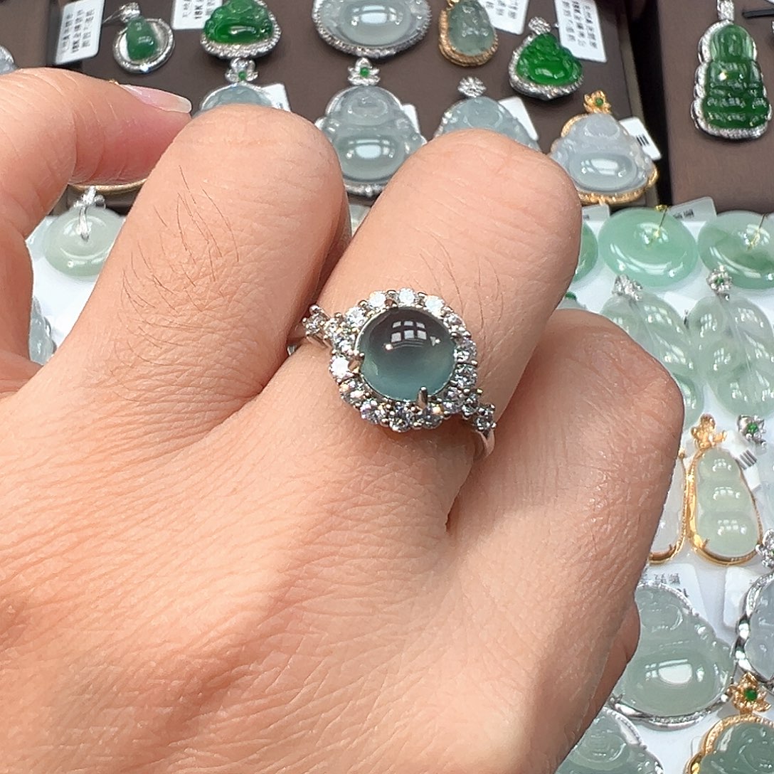 翡翠银S925镶嵌戒指