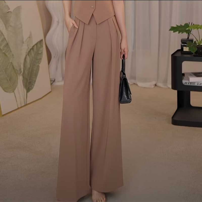 【商场同款】女装夏季新款高腰气质通勤简约直筒阔腿裤长裤510046