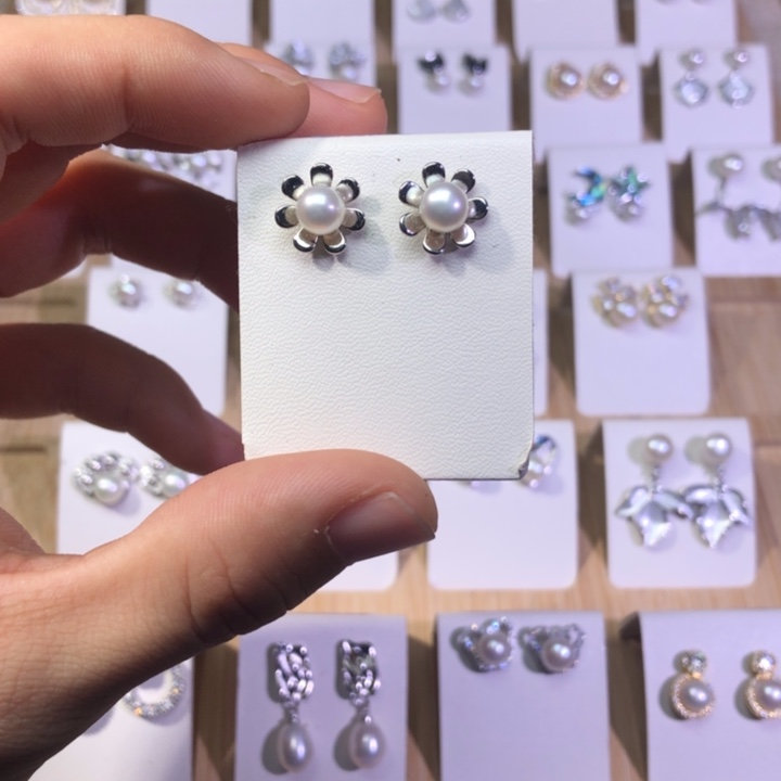 淡水珍珠耳饰银S925镶嵌