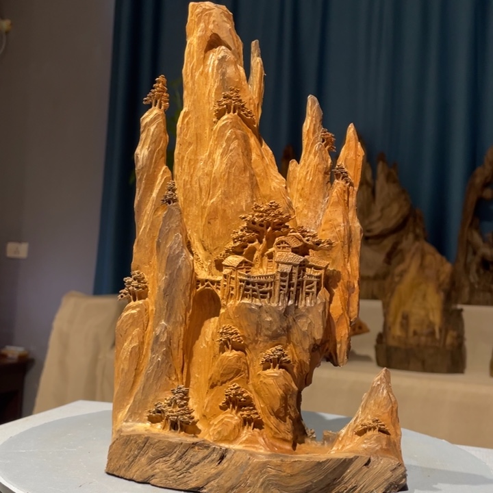 金丝楠高山流水倒流香摆件