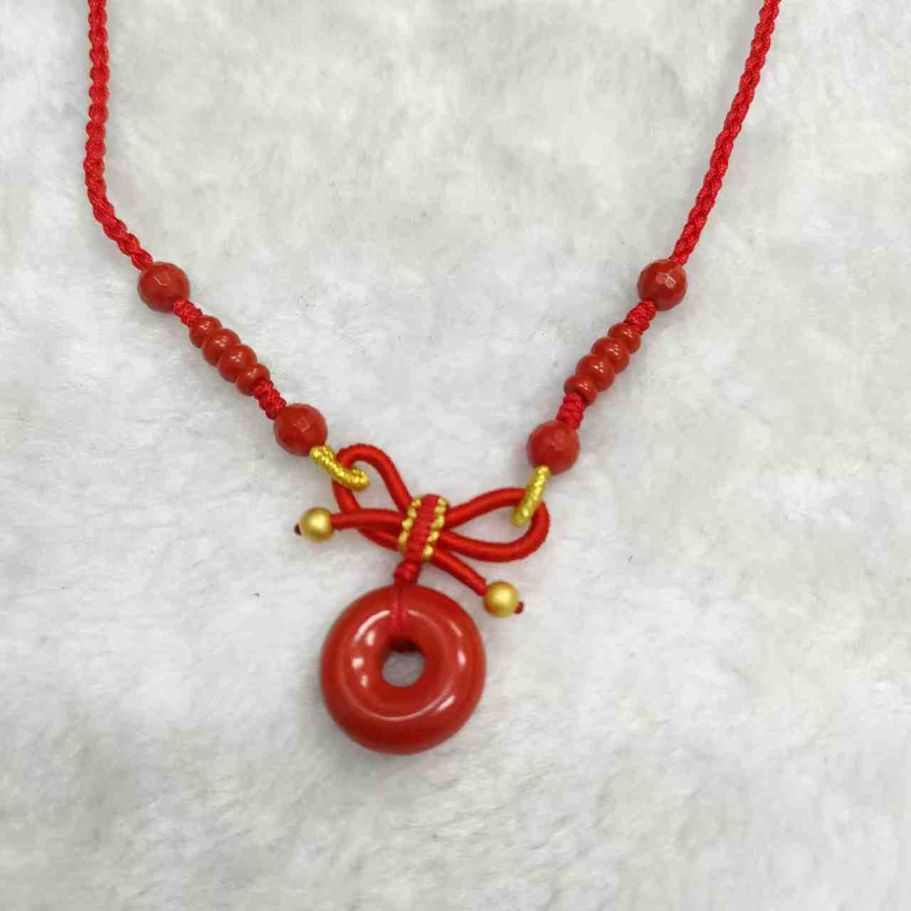 含辰砂工艺品0126-017蝴蝶结平安扣 时尚简约个性百搭精美精致