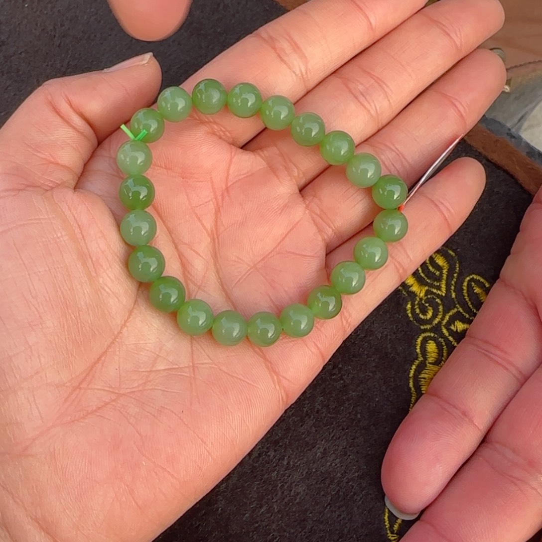 和田玉未镶嵌手链俄碧粉青卡8