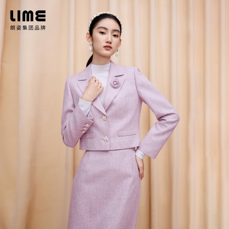 LIME/莱茵【轻暖季】冬季优雅翻领短上衣LDGD8CWCJ305