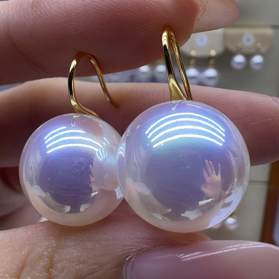 耳饰银S925镶嵌淡水珍珠