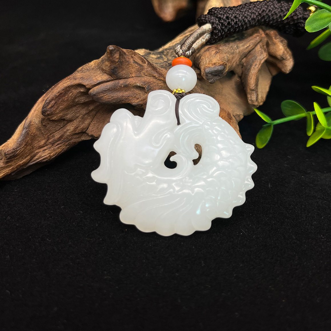 鱼化龙吊坠听泉同款可收藏新疆羊脂白玉天然和田玉挂坠挂件男士
