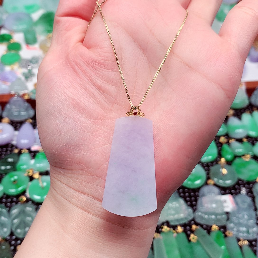 吊坠(不含链)18K金镶嵌翡翠天然翡翠A货