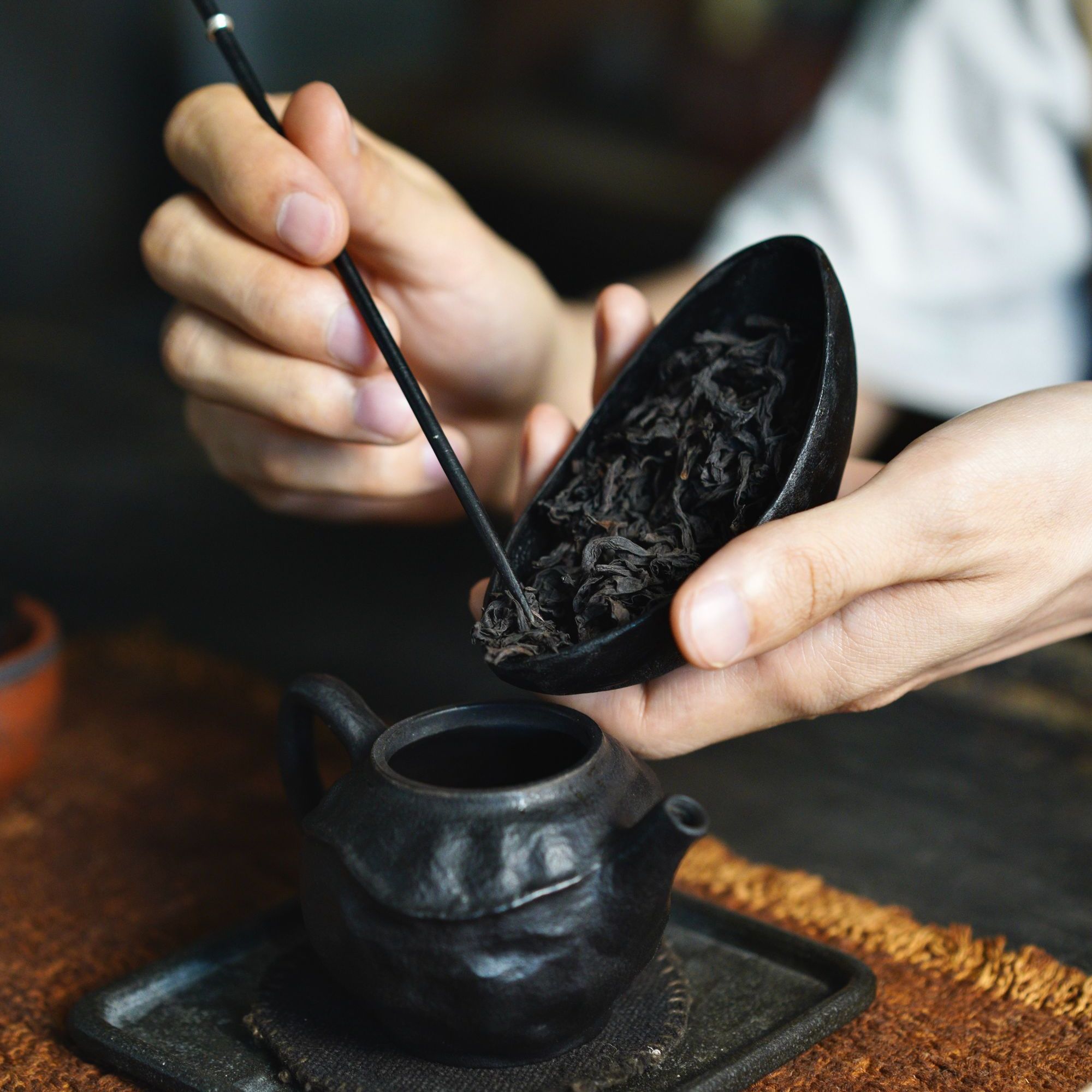 大漆茶则茶针套组 茶道两件套 诧寂 