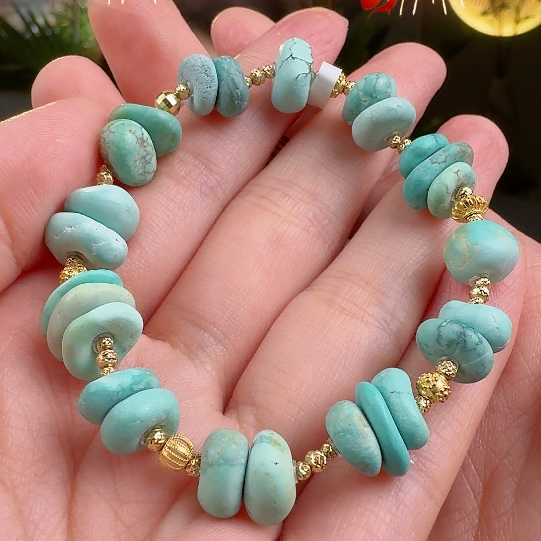 绿松石珠宝奇石18K金镶嵌
