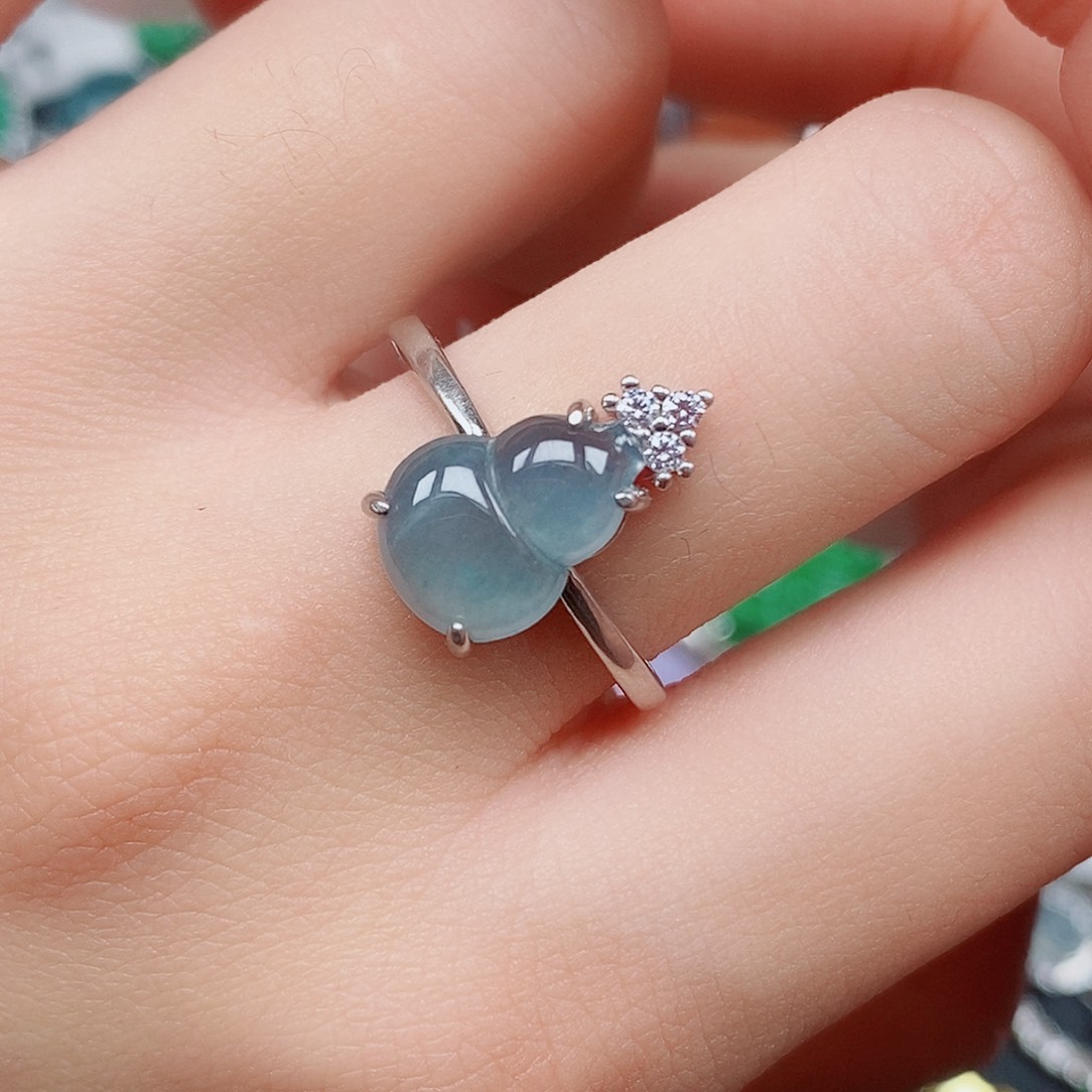 翡翠戒指银S925镶嵌戒指