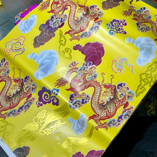 单面七彩烫金牡丹凤凰图蜡光节气剪纸花纸