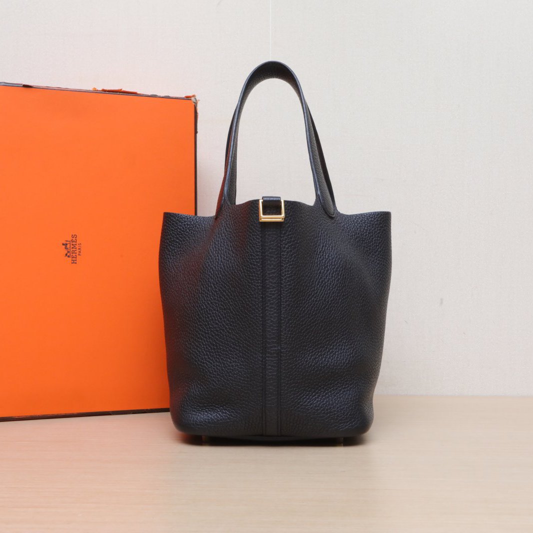 95新 Hermes/爱马仕 【娇】22 菜篮子手提包TC皮 Z刻 金扣 785301