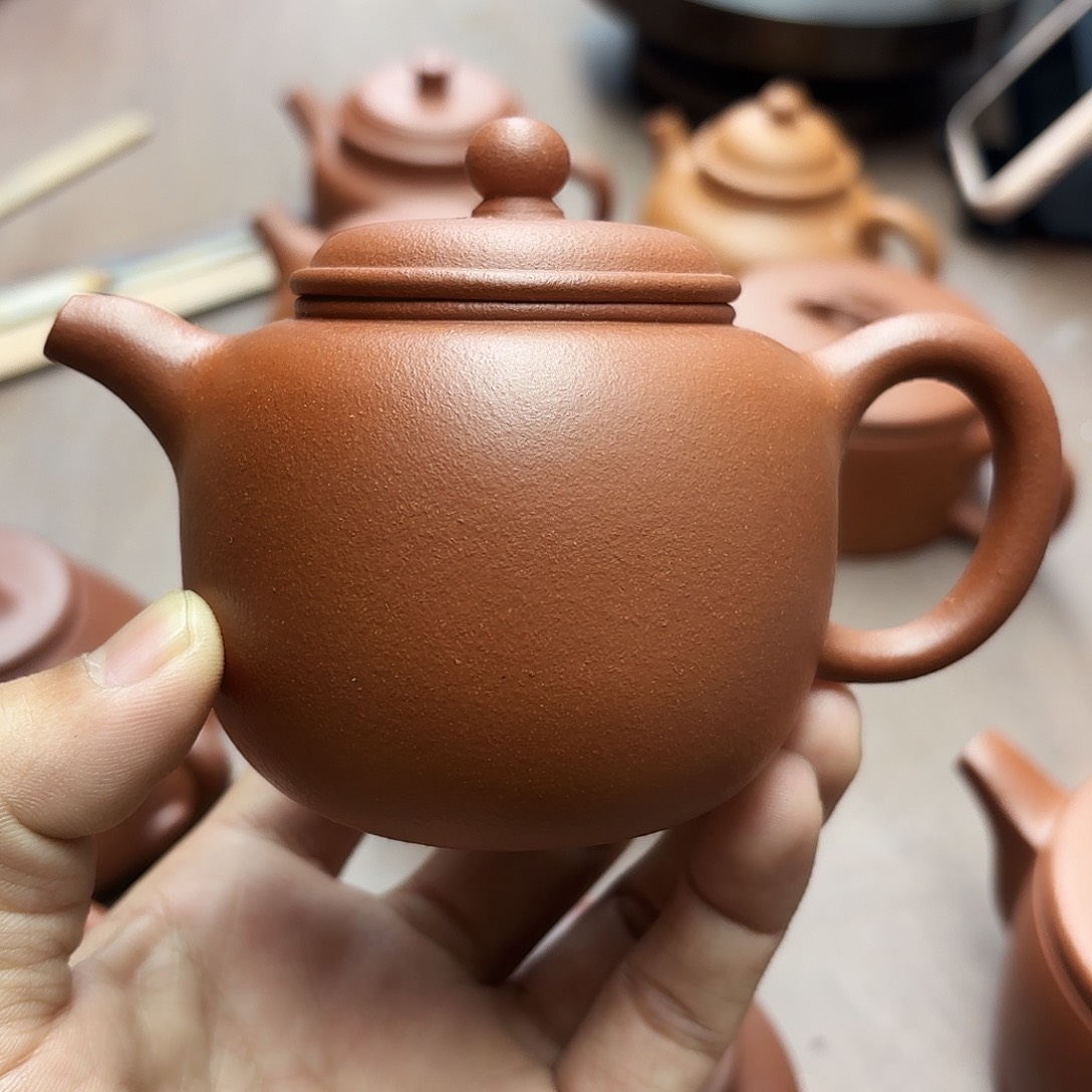 紫砂茶壶匏尊壶红降坡190CC