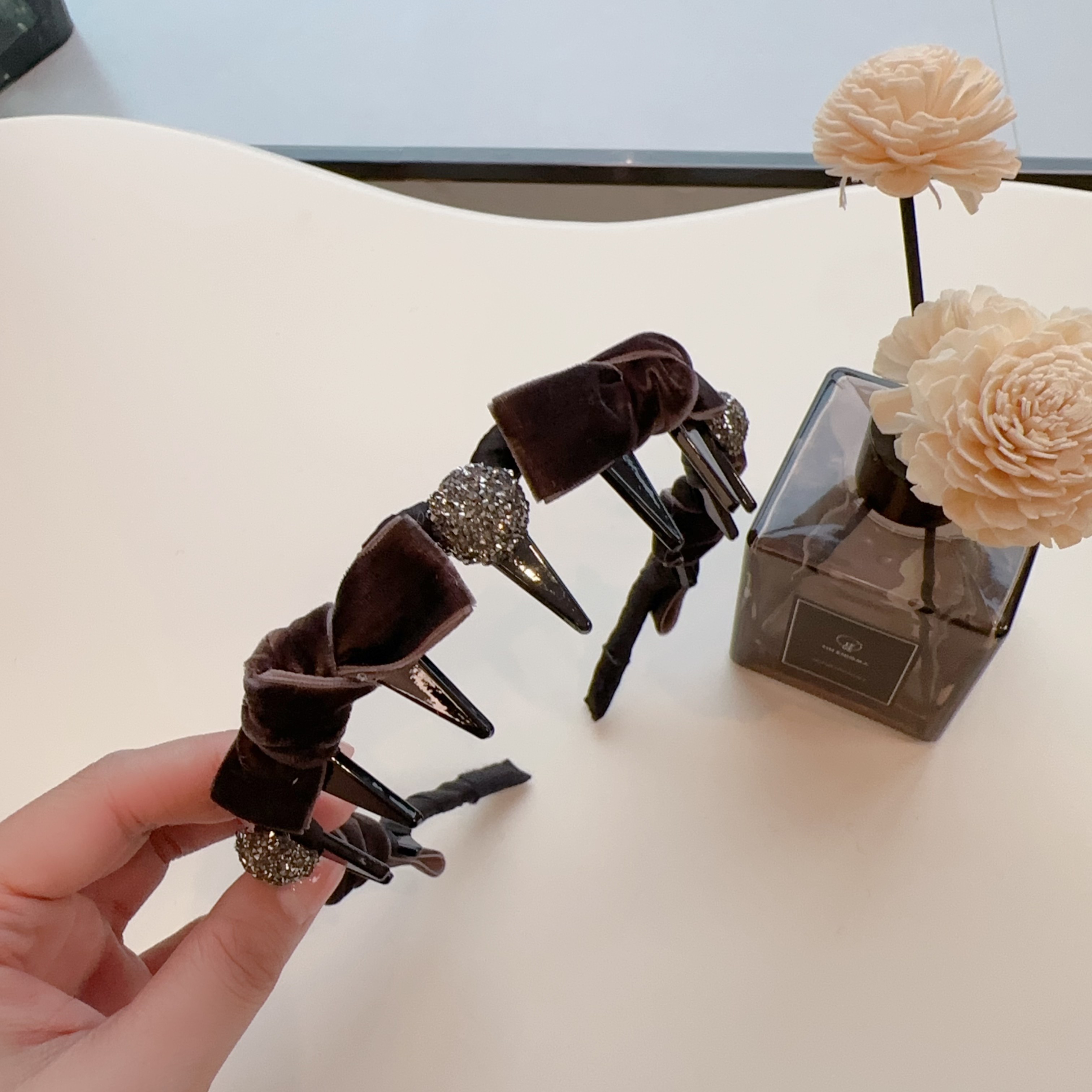 韩系丝绒蝴蝶结闪亮发箍FG13 