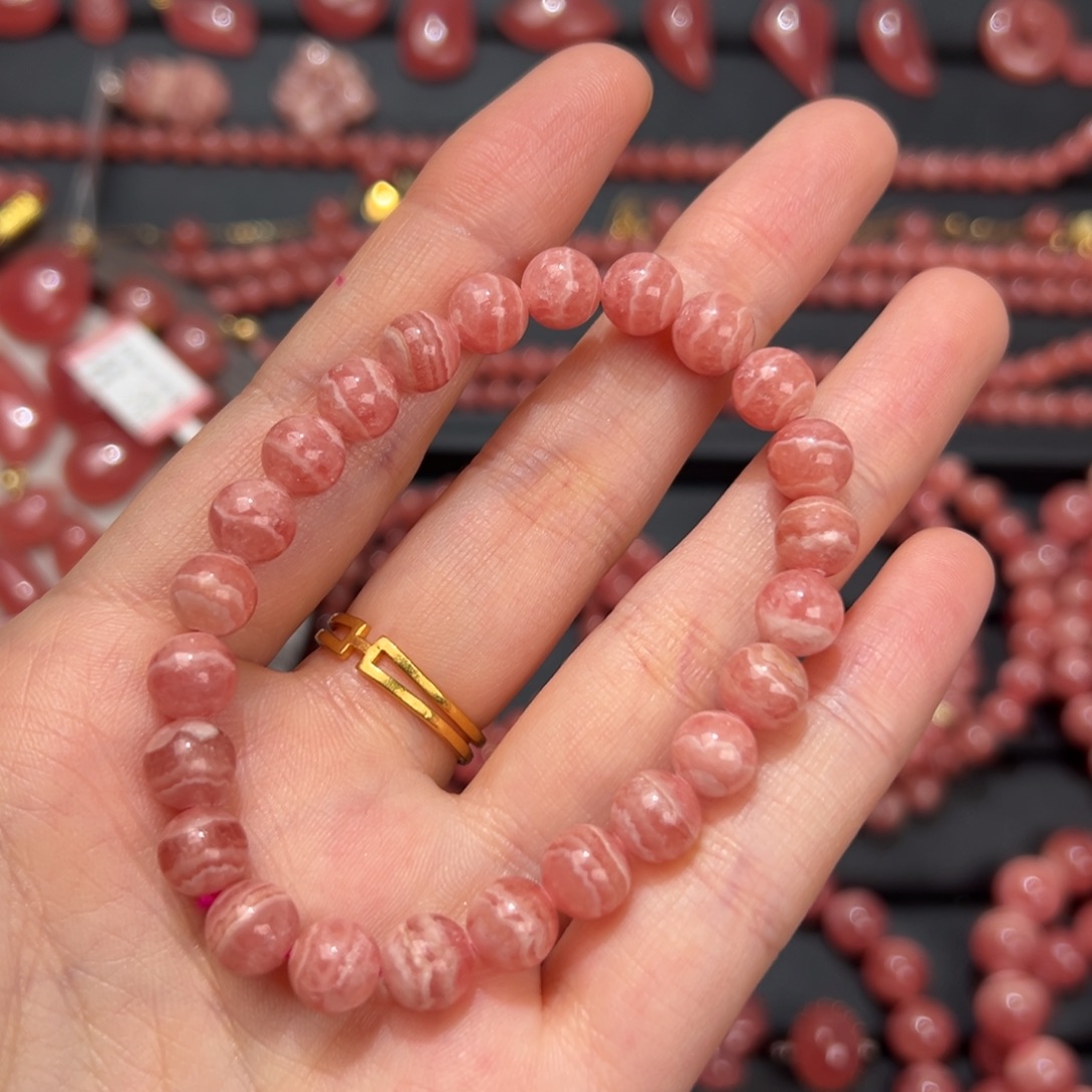 菱锰矿（红纹石）未镶嵌手绳