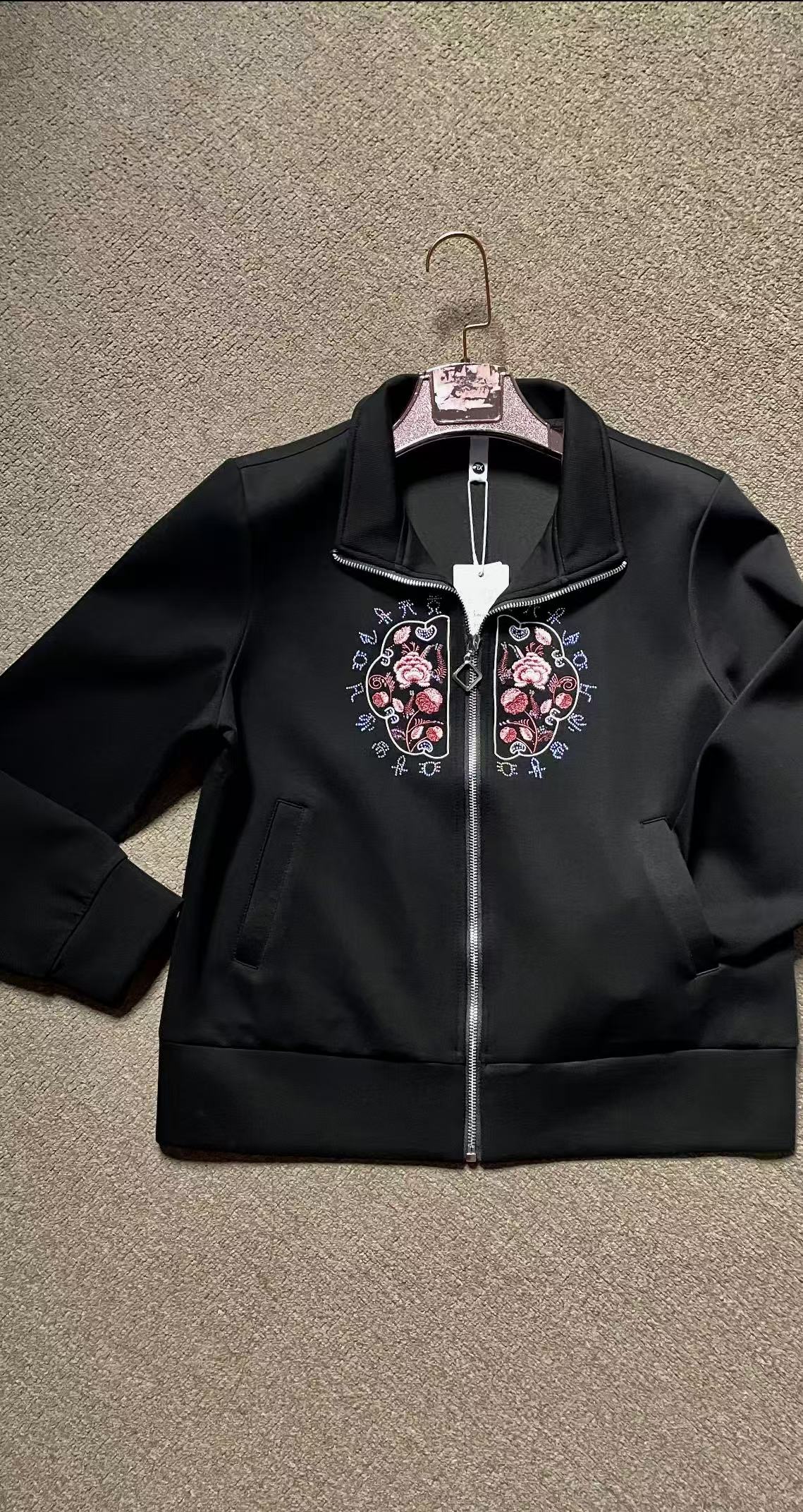 早秋女士新款双色提花运动外套3603