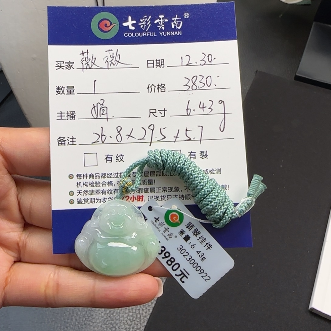 翡翠未镶嵌吊坠(不含链)飘绿佛公