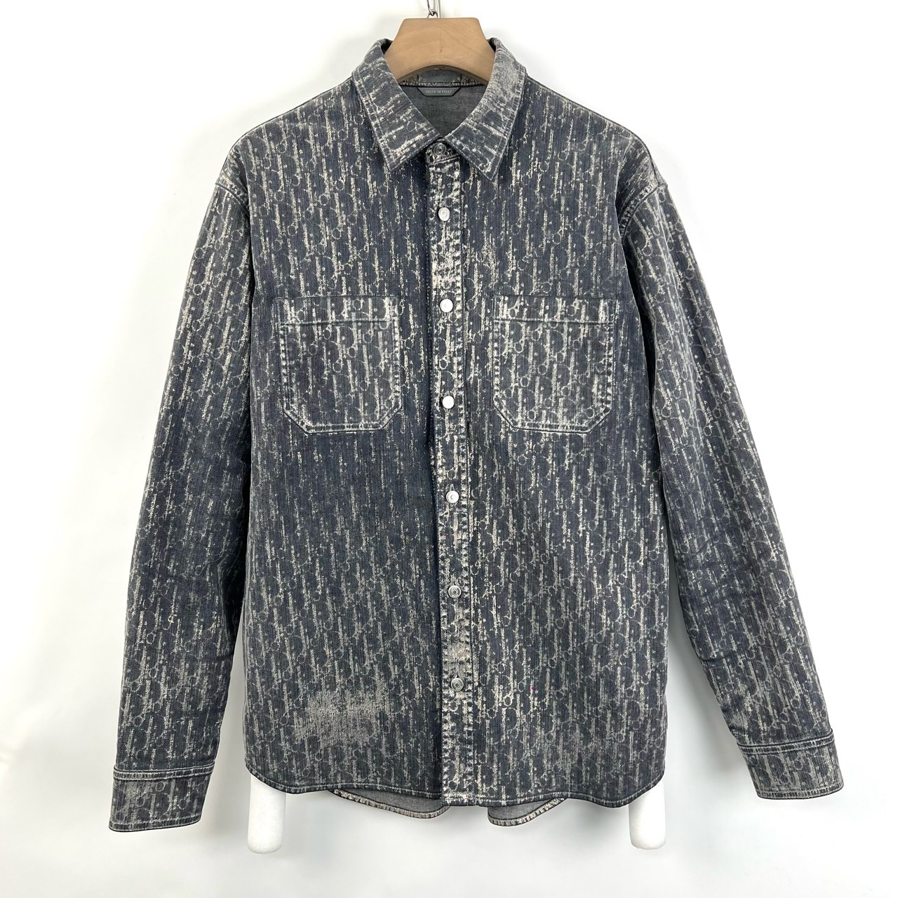 99新 DIOR/迪奥 39码/金属闪粉暗纹满logo老花牛仔衬衫/05629