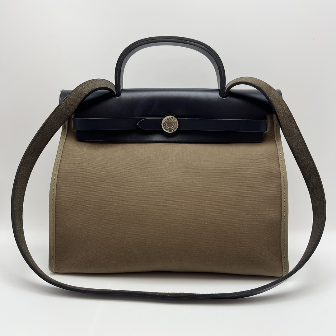 95新 Hermes/爱马仕 帆布拼皮 herbag31手提斜挎包 72001
