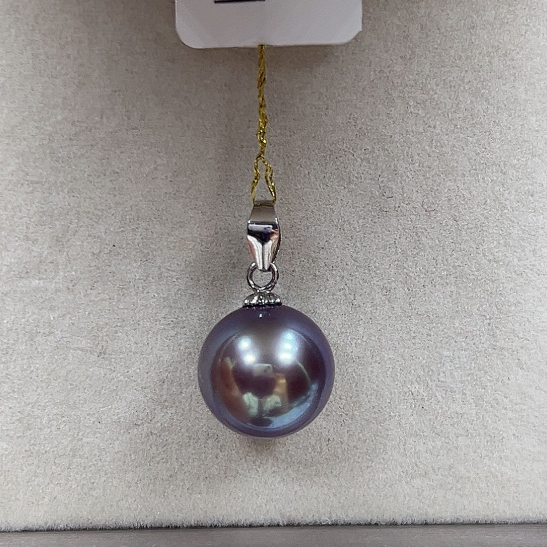 锆石合金S925 银淡水珠吊坠（微瑕）11+mm