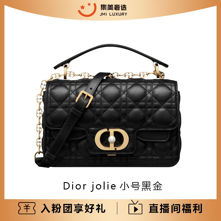 99新 DIOR/迪奥 Dior jolie小号黑金斜挎时尚百搭包/AM5363