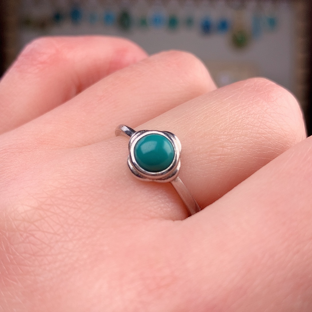 绿松石戒指银S925镶嵌