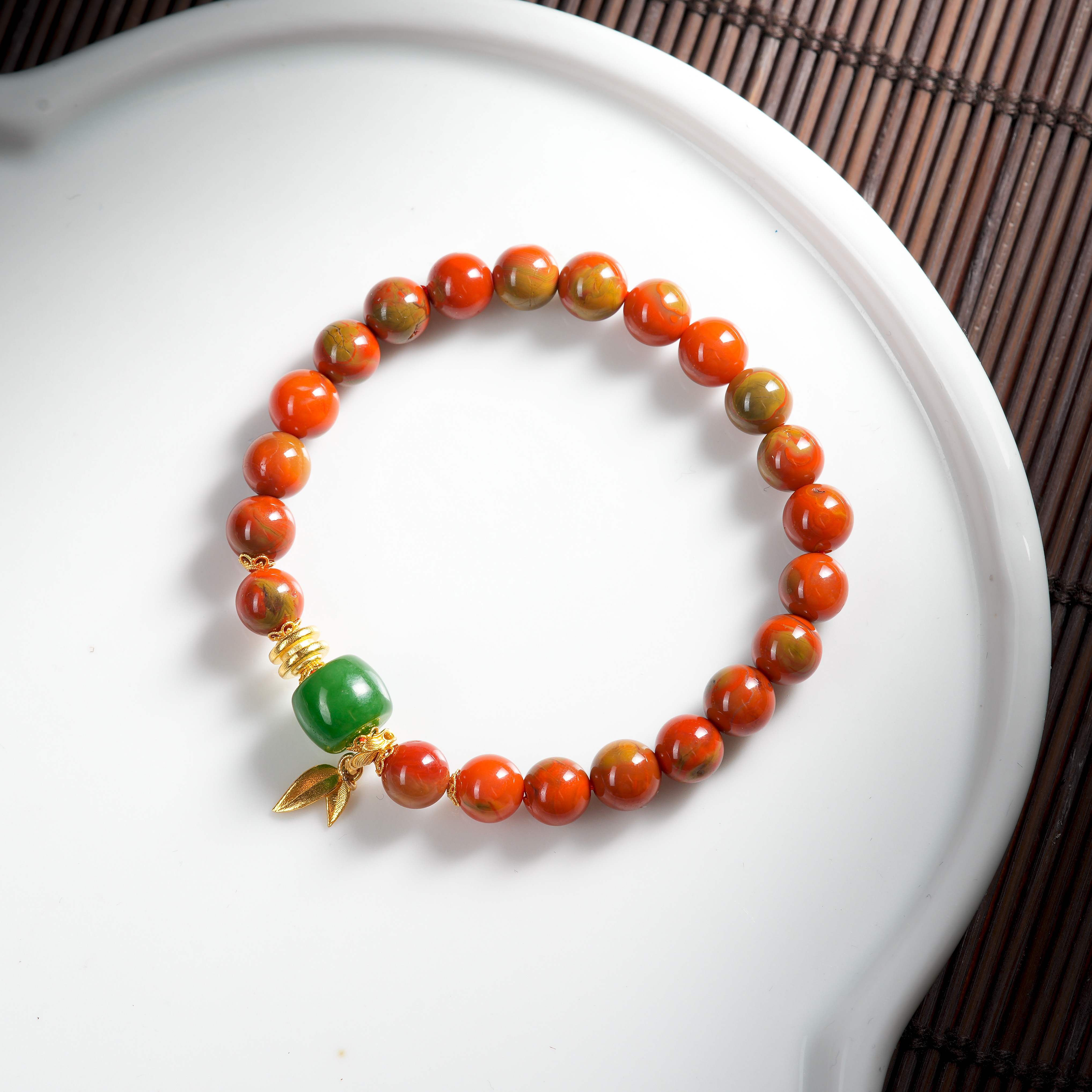 博姐臻选·知礼丨南红皮浆老料18K金典藏级手串约7mmS6493