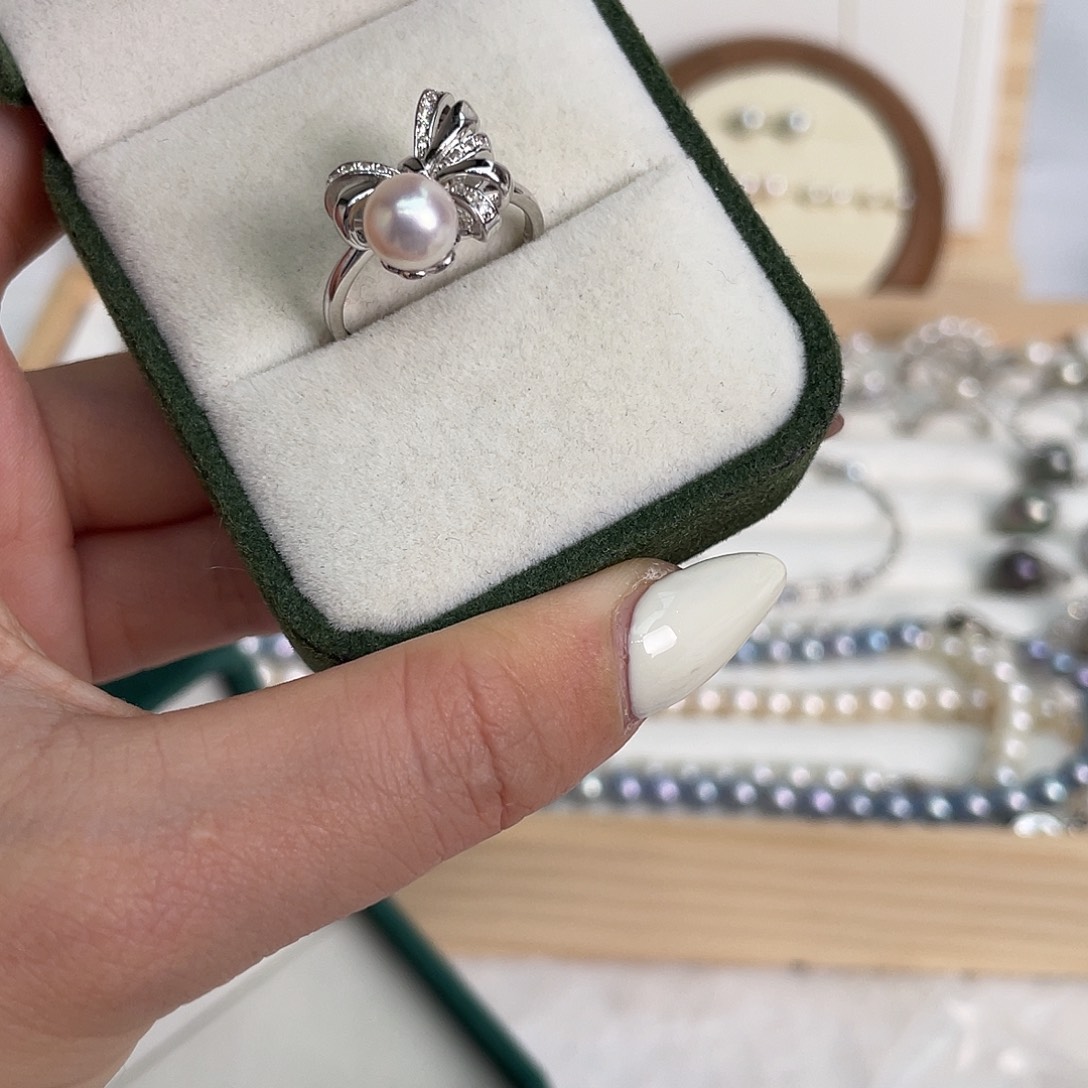 银S925镶嵌戒指海水珍珠