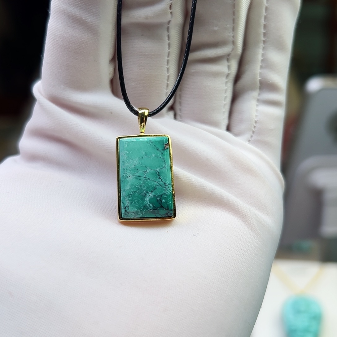 绿松石珠宝奇石银S925镀金镶嵌