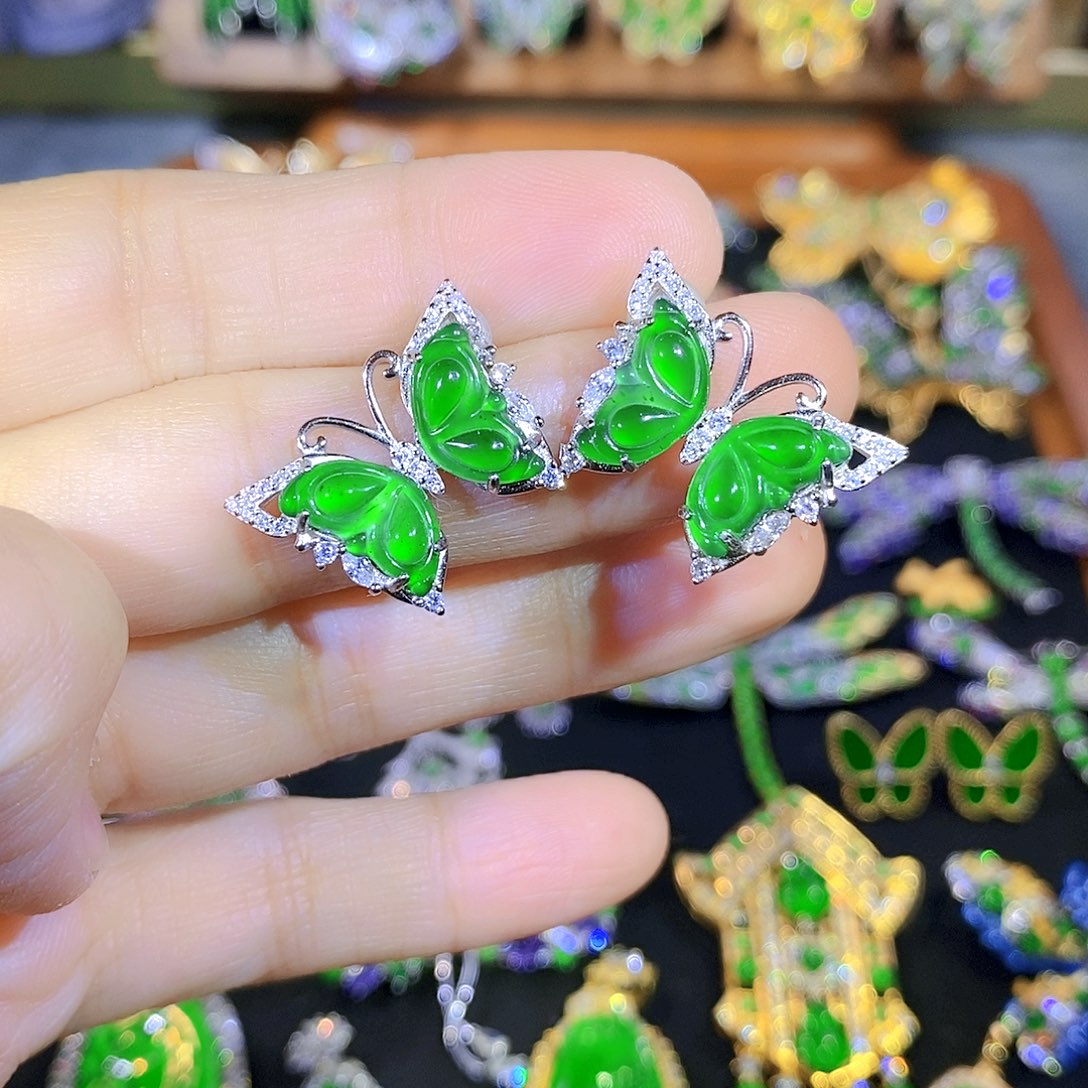 吊坠(不含链)银S925镶嵌翡翠