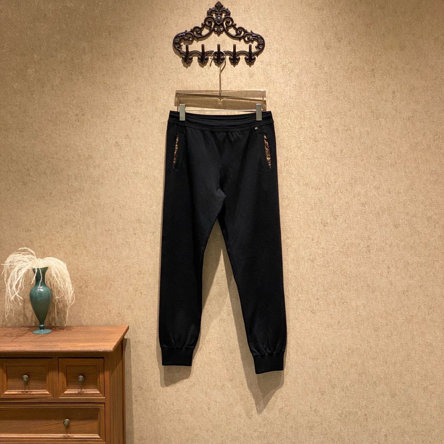99新 LouisVuitton/路易威登 黑色老花羊绒长裤/s码/99新/41977
