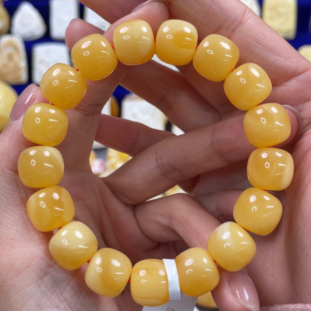 蜜蜡裸石未镶嵌琥珀蜜蜡手串卡12.8mm