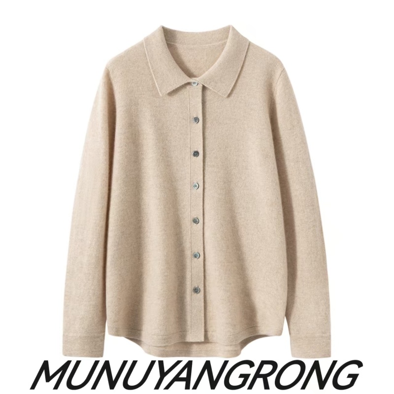 【100%纯山羊绒】经典永不过时~POLO领衬衣款时尚百搭宽松羊绒开衫