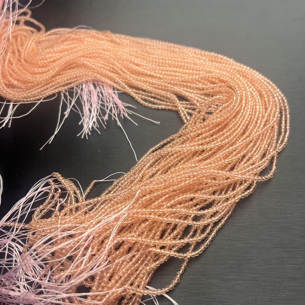 ZBG1375粉水晶切面小米珠长链(天然珠宝多样性发其一）