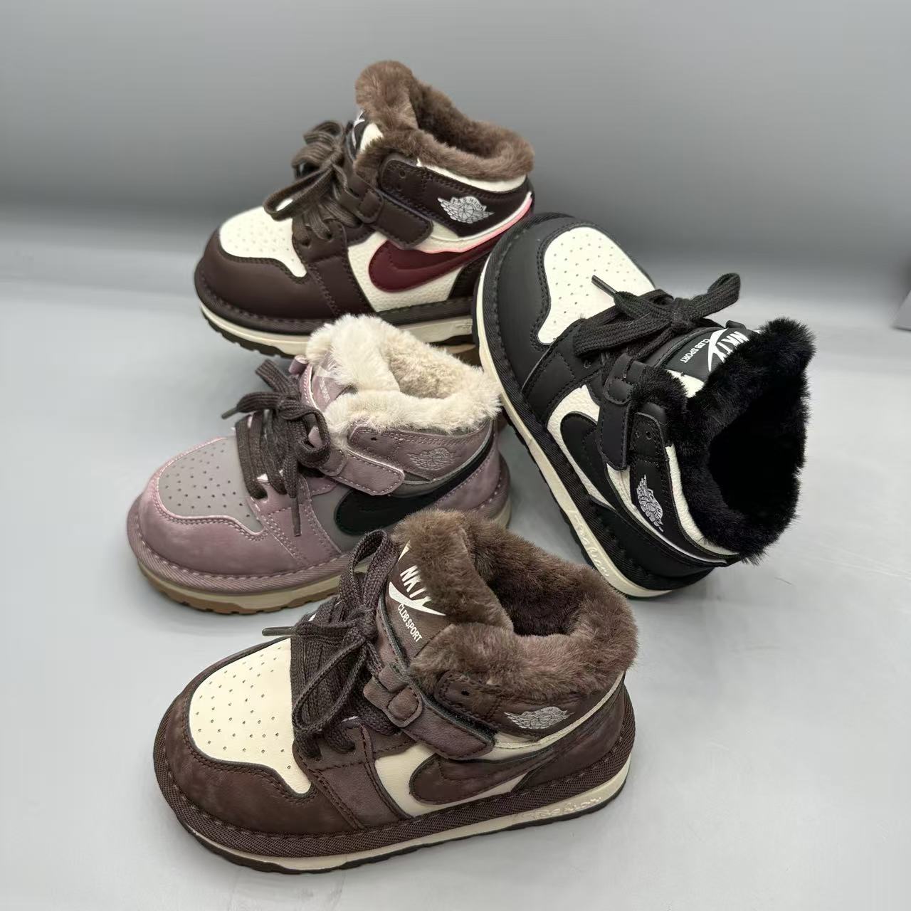 儿童大棉低帮皮面雪地鞋魔术贴童鞋休闲鞋百搭运动鞋808/809