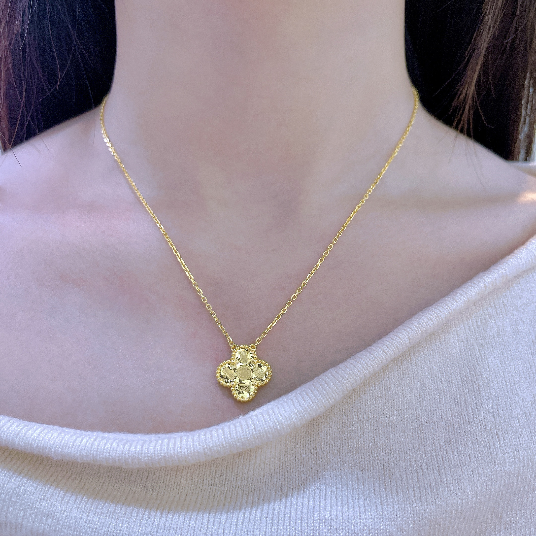 5G工艺足金999碎金暴富幸运花套链