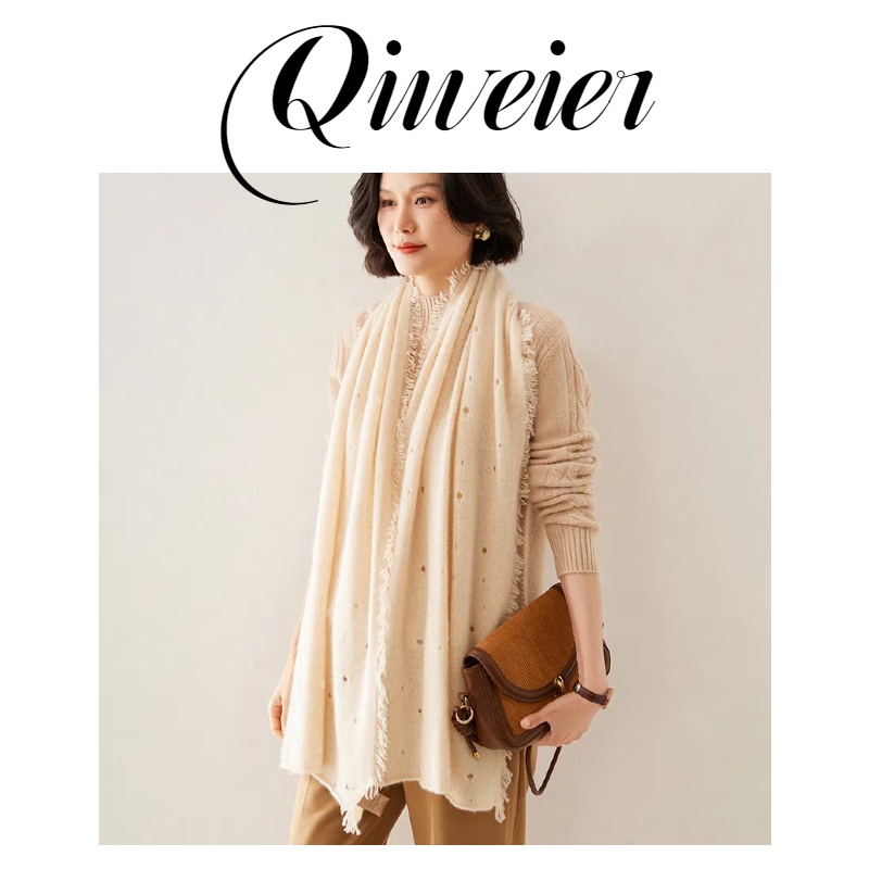 Qiweier/100%纯山羊绒围巾大披肩森林系