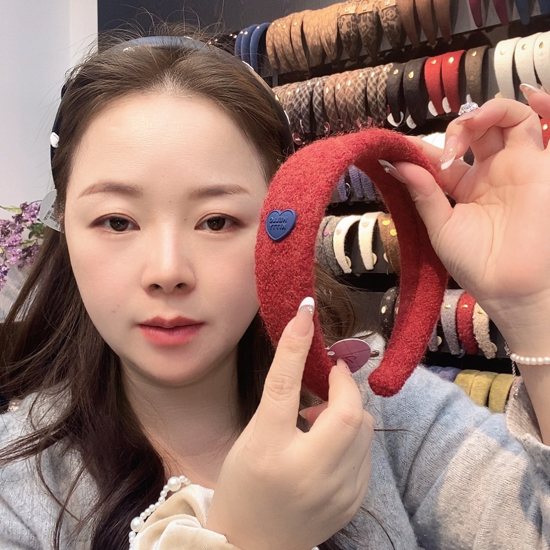 布艺铁合金自留款红色发箍好看