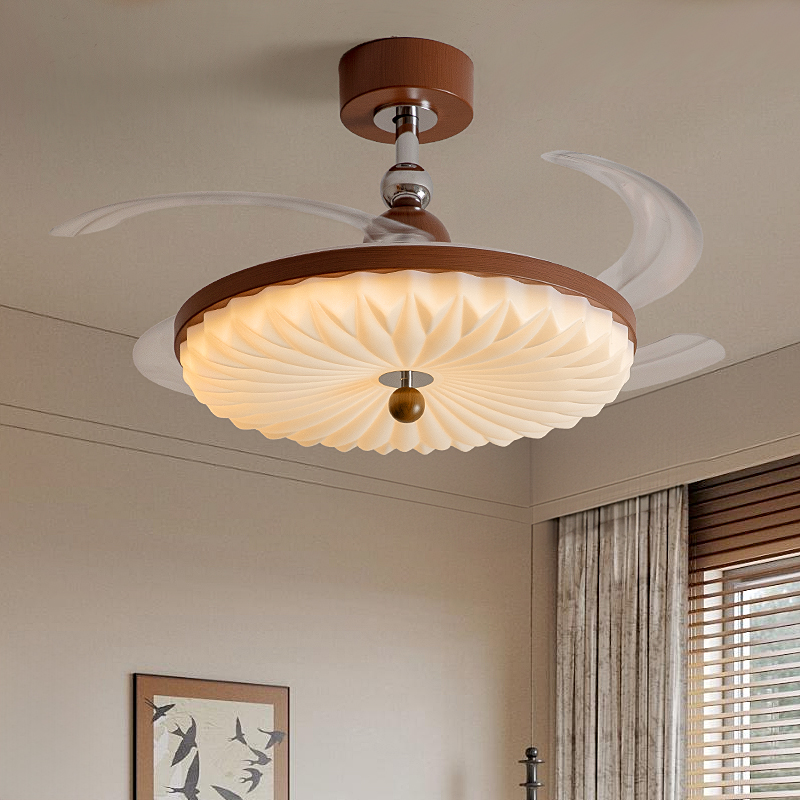 摩灯会 风扇灯 餐厅卧室现代中古2025年新款护眼奶油法式25347